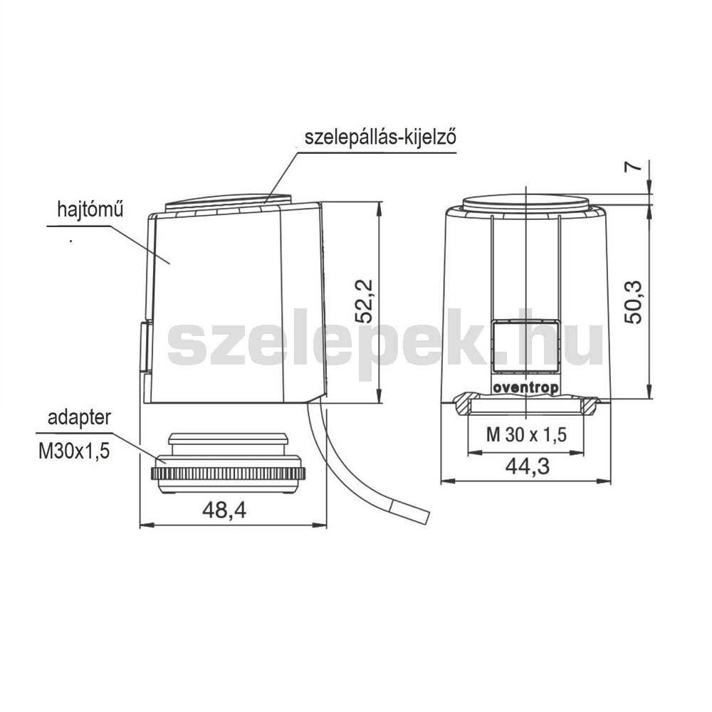 OVENTROP \"Aktor T 2P\" H NC elektrotermikus hajtomu, M30x1,5 mm, 230 V ...